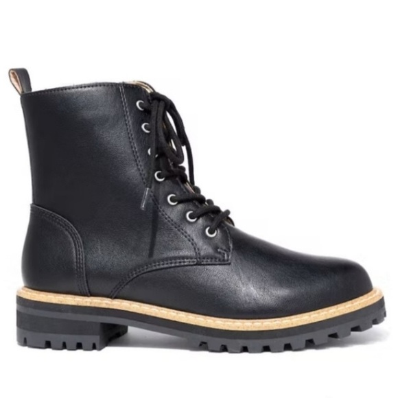 Oasis Society Black lace up combat boot size 7.5 vegan leather EUC - Picture 4 of 15